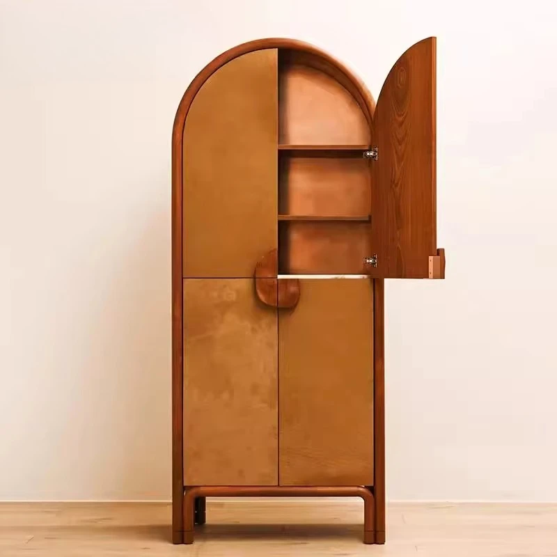 モダンな高級無垢材サイドボード、アーチ型デザインの多機能木製ロッカー、自宅のリビングルーム、キッチン、ホテル、レストランに