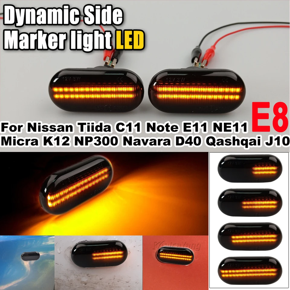 Sequential Flashing LED Turn Signal Side Marker Light For Nissan
