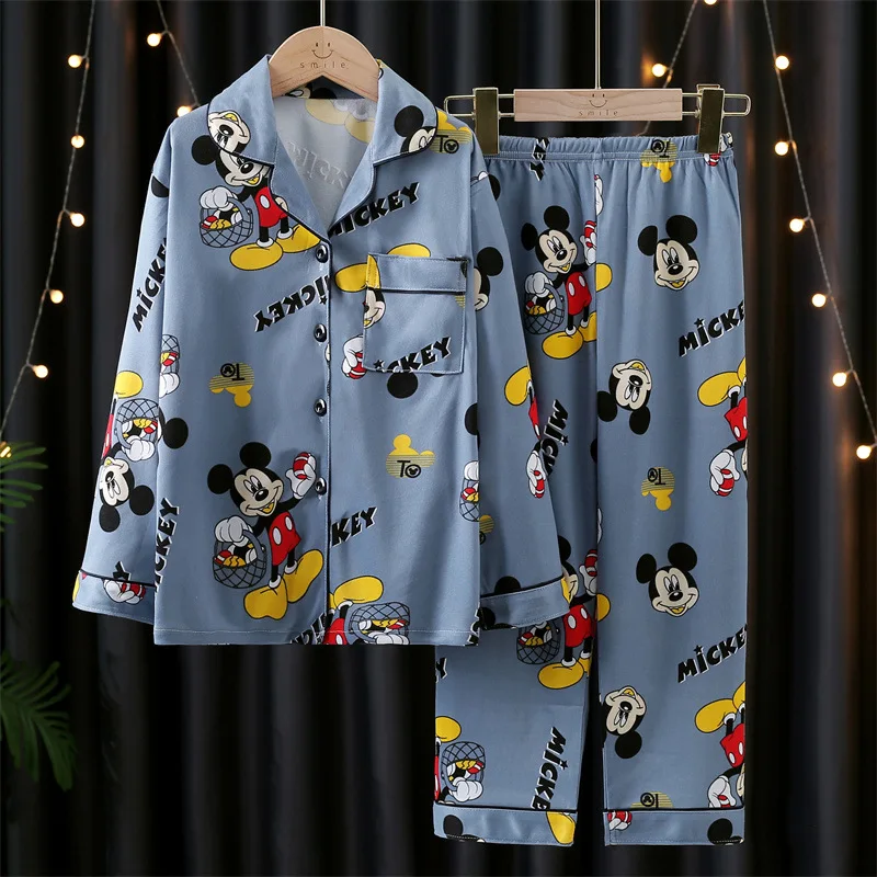 Mickey Children's Spring And Autumn Pajamas Minnie Girls Cartoon Cardigan Home Clothing