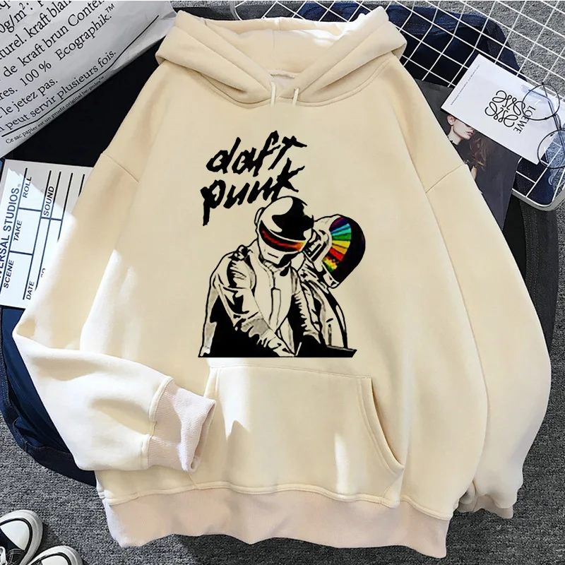 Daft Punk hoodies women Korean style Kawaii funny 90s hoddies women Fleece pulls