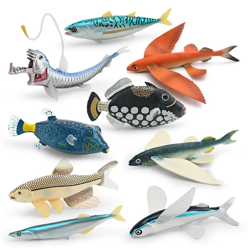 Artificial Fish Fridge Stickers Marine Animal Models Simulated Pacific Saury Tuna Flying Fish Viperfish Clownfish Fridge Magnets
