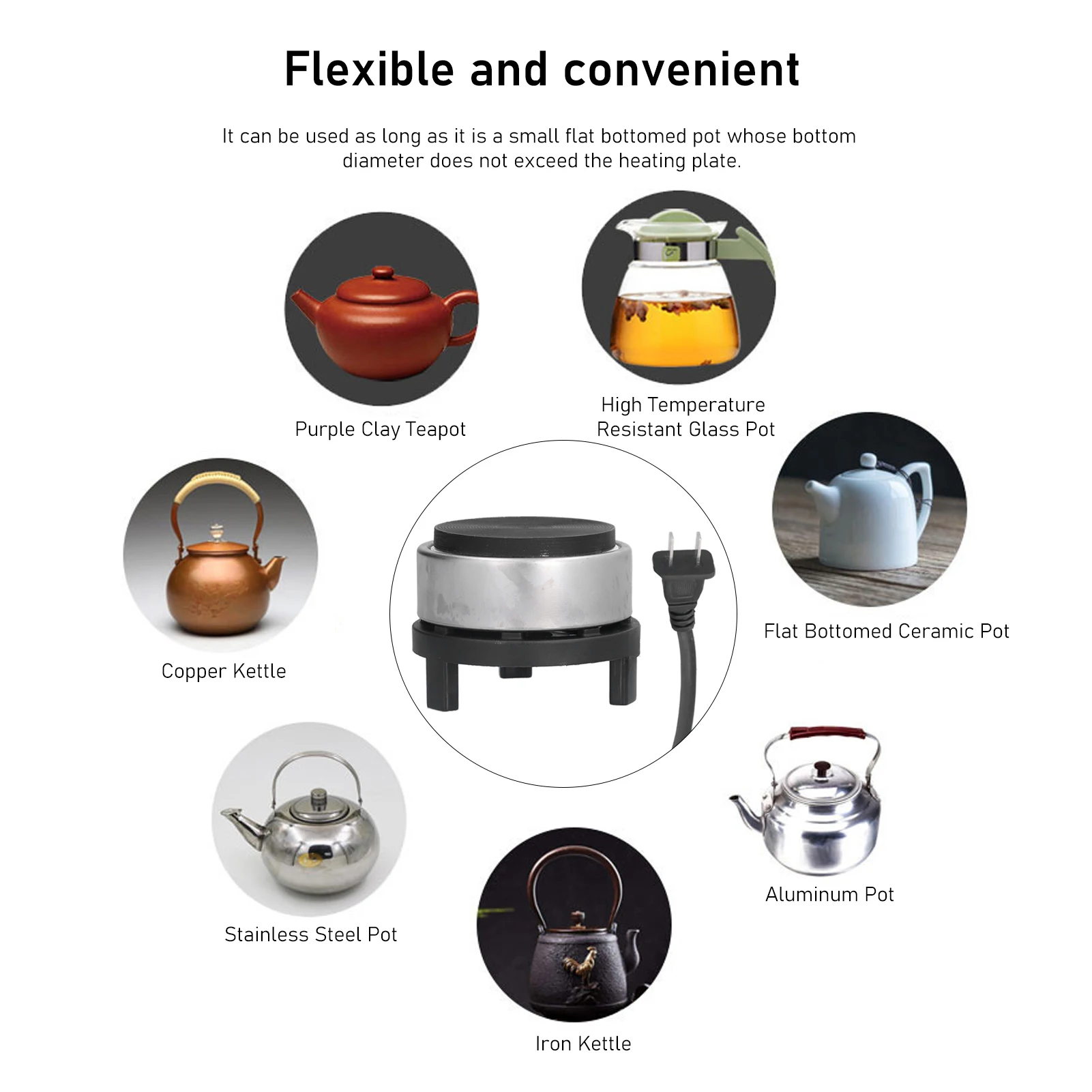 300W Mini fogão elétrico ferro placa quente chá cafeteira aquecedor para dormitório de escritório doméstico