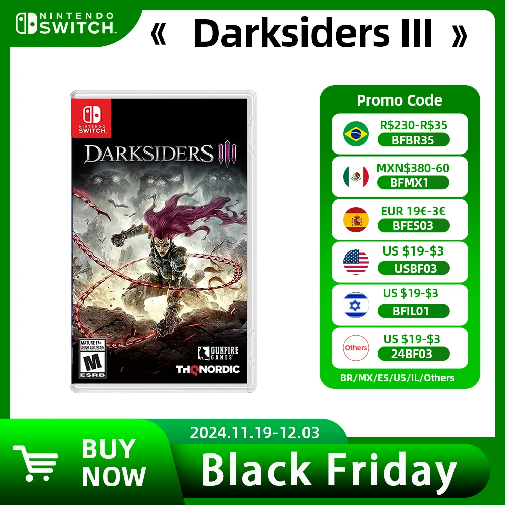 Nintendo Switch Game Deals - Darksiders 3 - Support TV Tabletop Palm Game Mode 100% Official Original Game Card