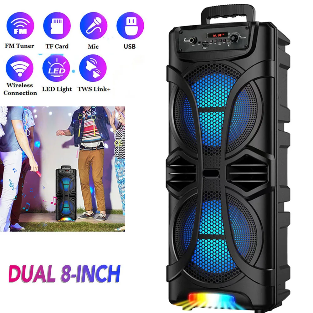 6800W Portable Bluetooth Speaker Sound System Party Led Light Rechargeable Outdoor Loud KaraokeDual 8