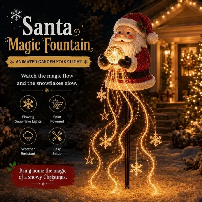 Snowman Magic Fountain - Flowing Snowflake LED Christmas Garden Light,Snowman Magic Fountain with Cascading Stars, Warm Glow