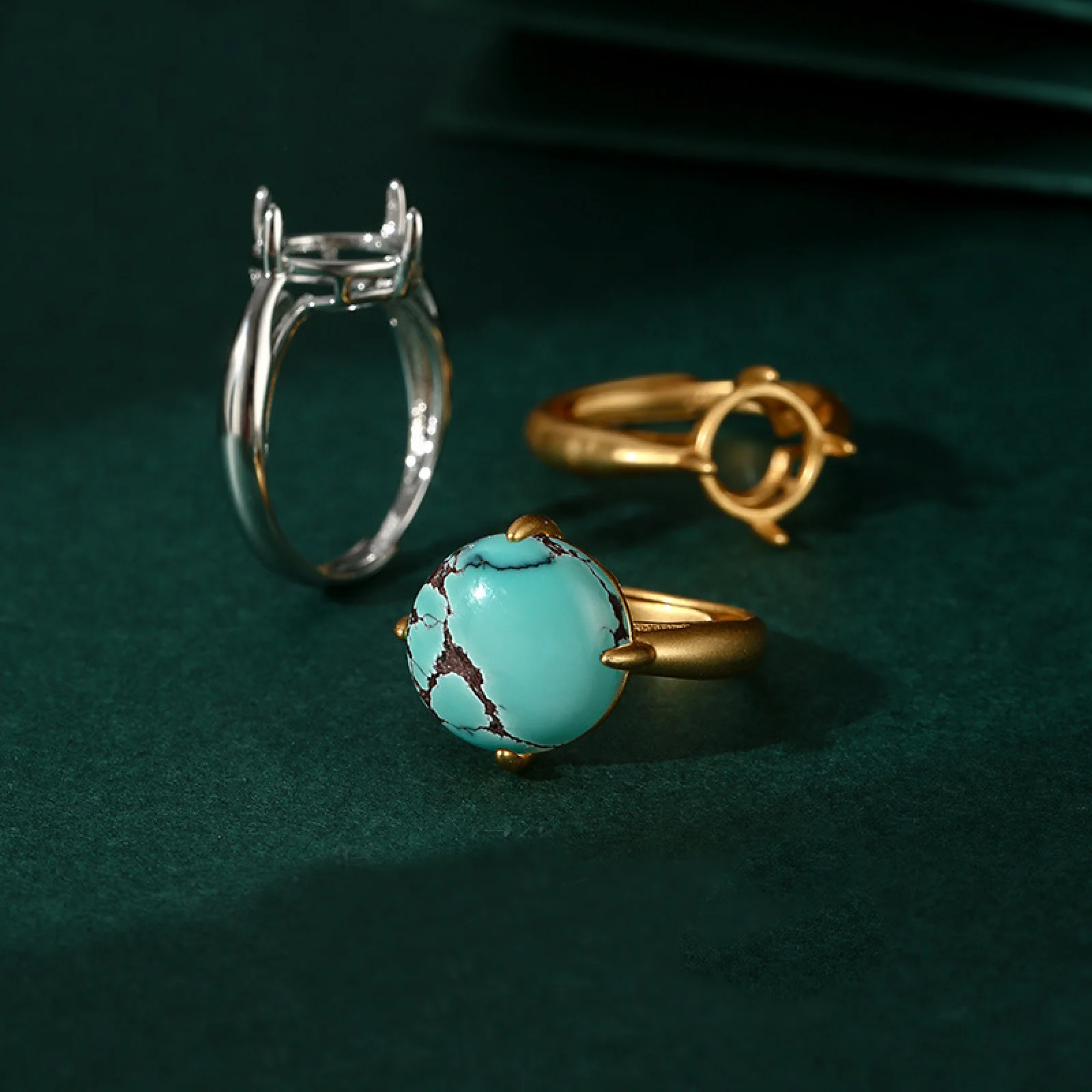 2Pcs/lot Adjustable Copper Ring Blank For 5-15mm Round Gemstone Ring Cabochon Mounting Jewelry Making Gift For Women