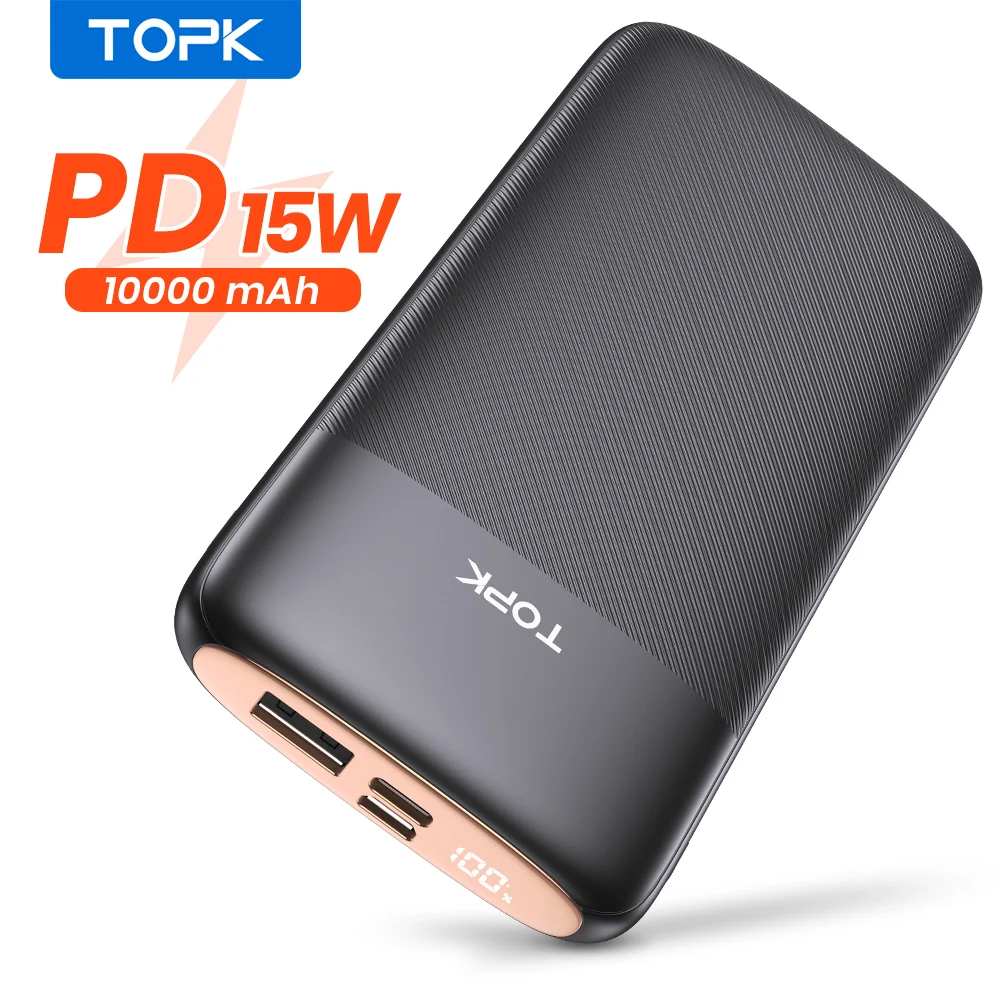 

TOPK P6-B4 Power Bank Portable Charger Powerbank 10000mAh External Battery 15W PD QC 3.0 Fast Charging For iPhone 14 Xiaomi