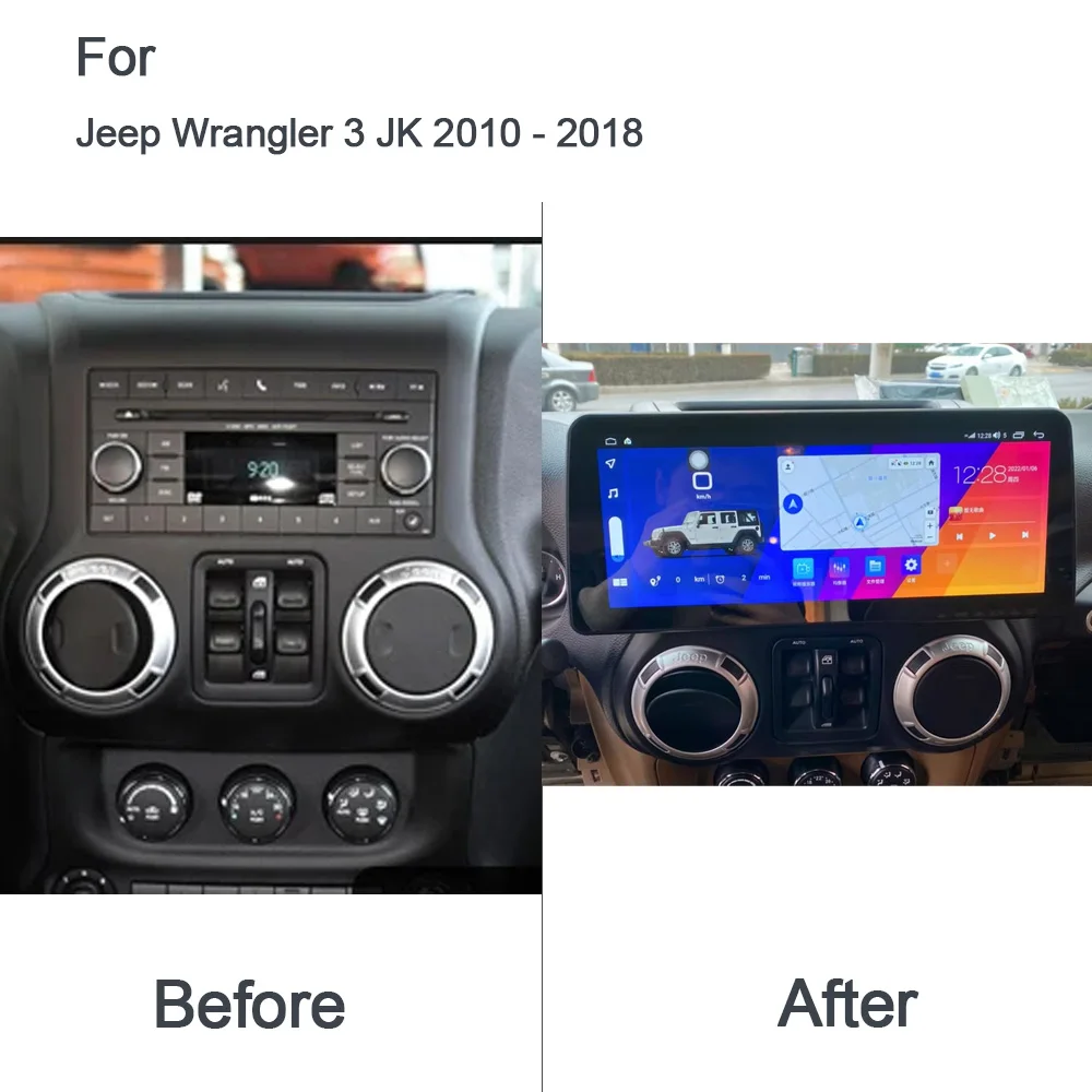 CarPlay 8G+128GB 14 Car Player GPS Stereo Radio Navigation Autoradio WiFi Navigation For Jeep Wrangler 3 JK 2010 - 2018