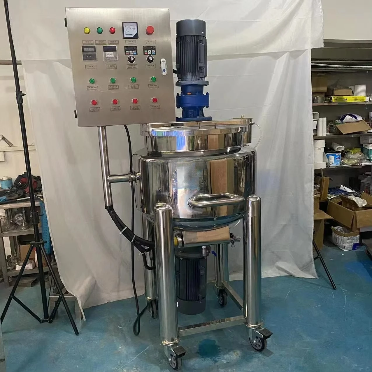 Hand sanitizer saponification electromechanical heating high shear homogenizer