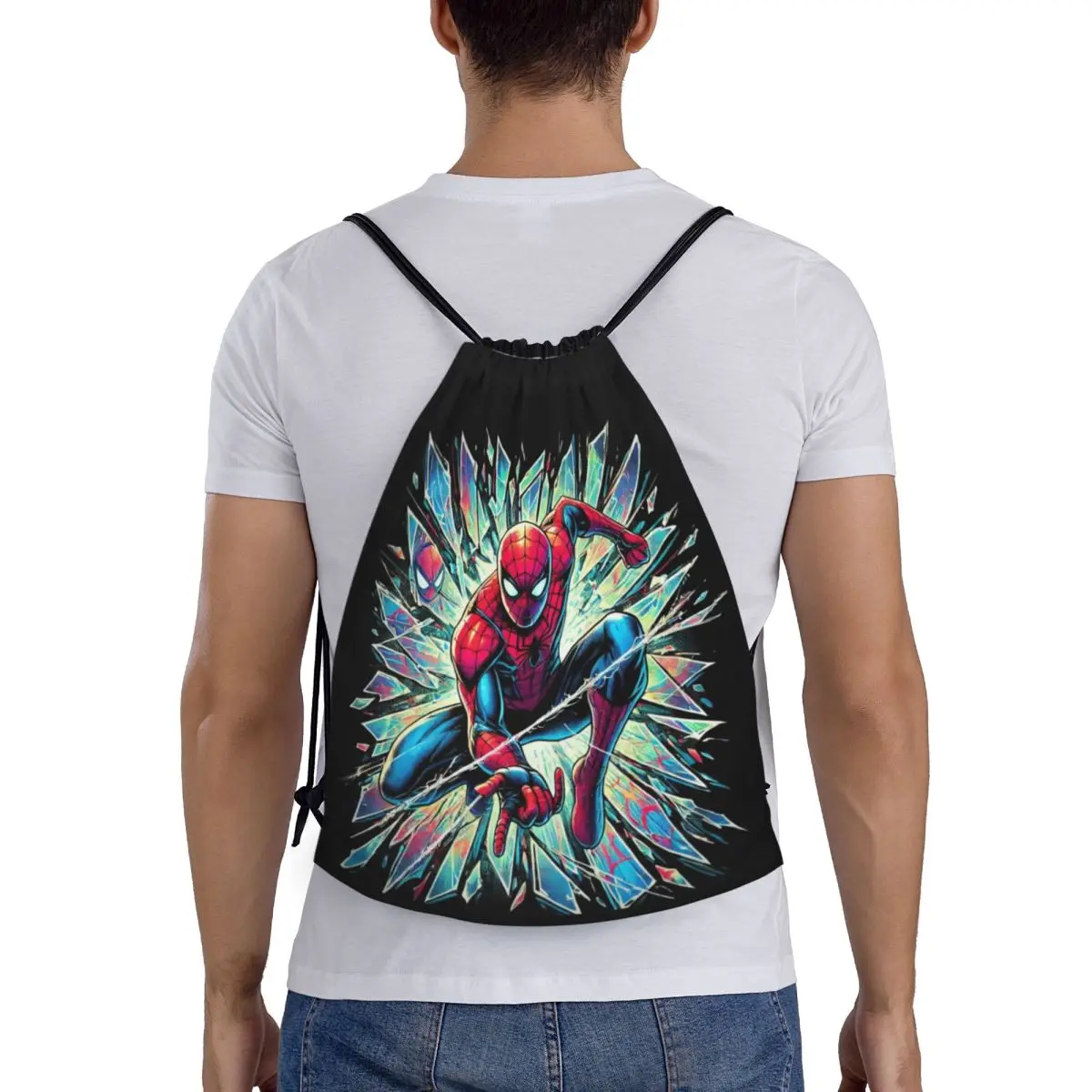 مخصص الرجل العنكبوت الكرتون خارقة الرباط حقيبة الرجال النساء خفيفة الوزن الرياضة الصالة الرياضية تخزين الظهر #2