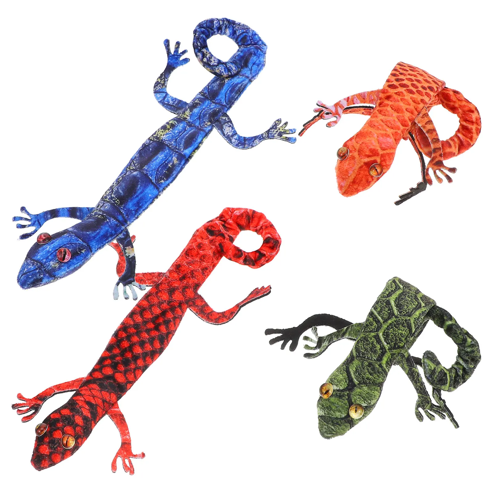 4pcs Gecko สร้อยข้อมือ Lizard Slap สร้อยข้อมือเด็กเหล็กโพลีเอสเตอร์ฮาโลวีน Jungle Theme Snap สายรัดข้อมือสําหรับเด็ก