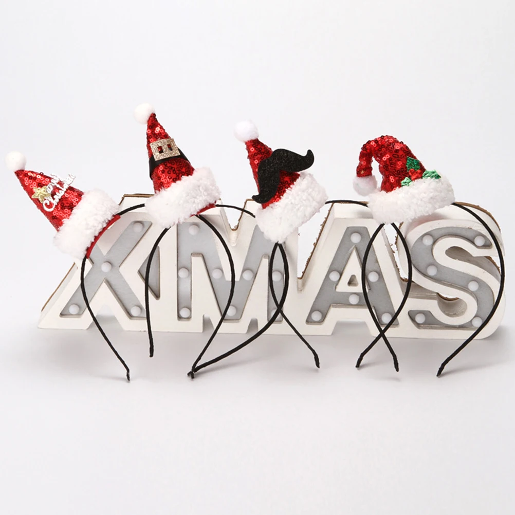 

4 pcs Christmas Headband Set Premium Fabric Hair Hoops Eco-Friendly Party Costume Accessories Creative Decoration Supplies For
