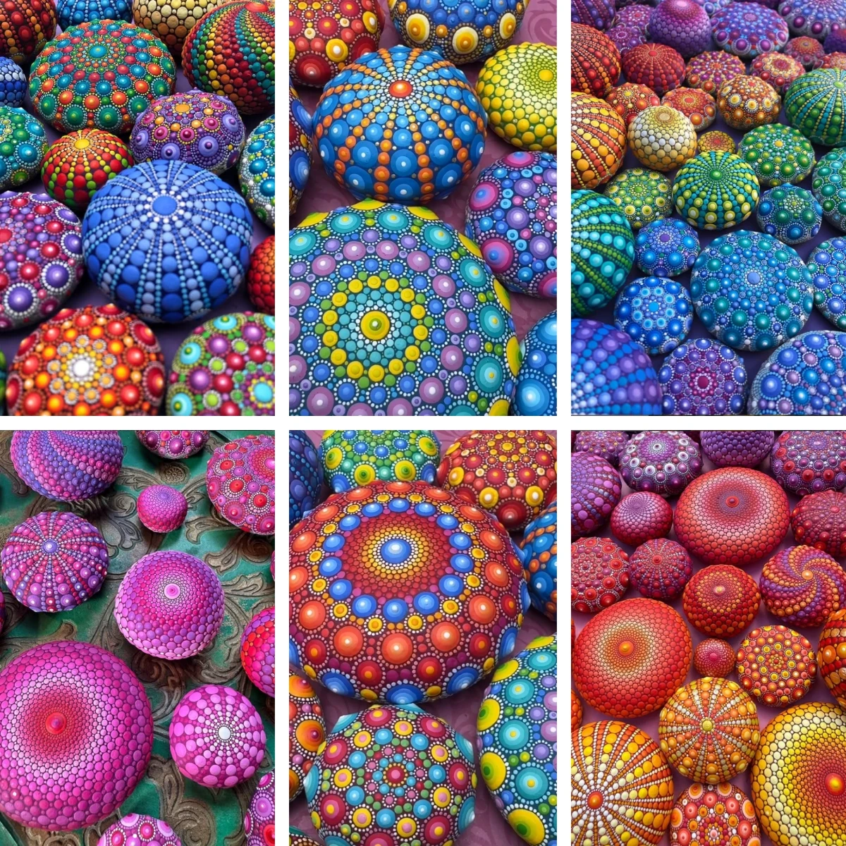 

Colorful Rainbow Mandala Stones Rocks Diamond Art Kits for Adults Painting Art Cross Stitch Full Round Drill Craft Embroidery