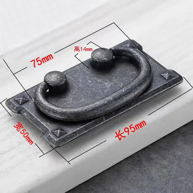 Vintage Drop Ring Pulls for Furniture Antique Silver Bronze Black Cabinet Drawer Handles Retro Kitchen Cupboard Door Knobs 76mm