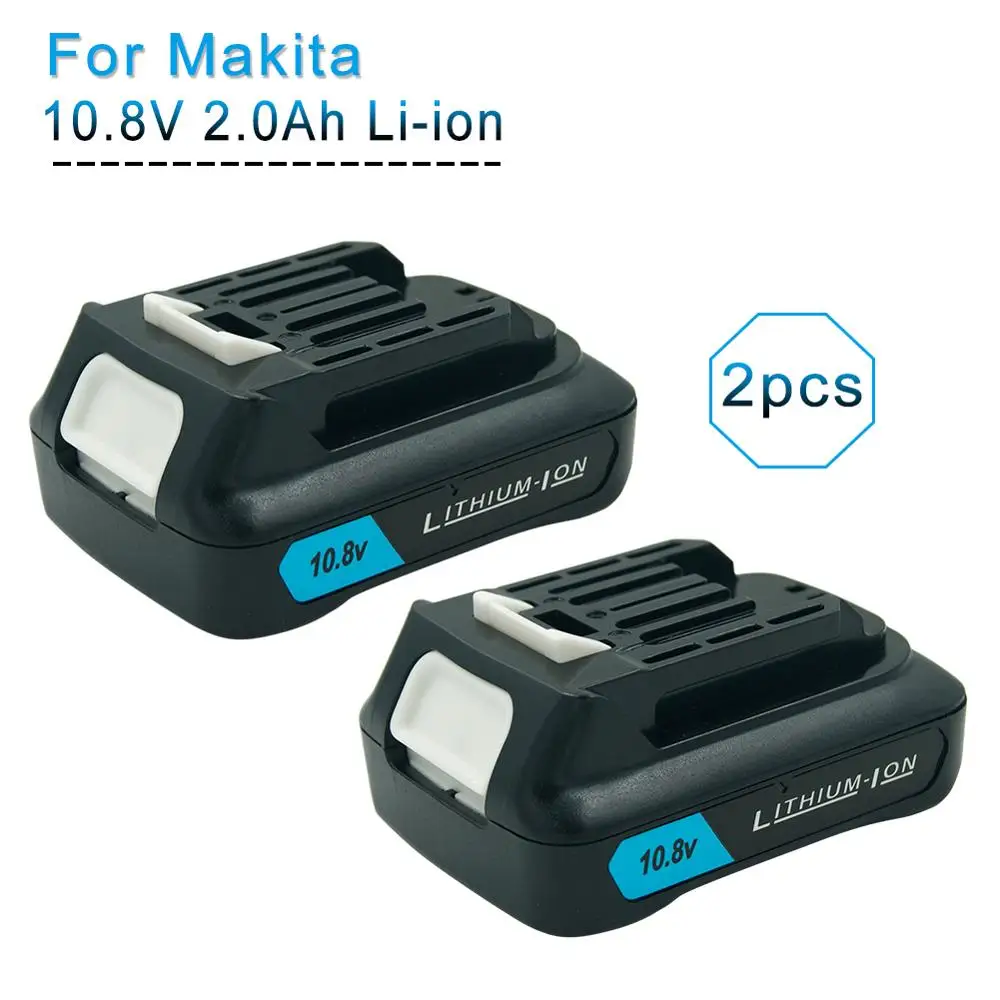 2PCS 10.8V 12V Max 2.0Ah Li-ion Replacement Rechargeable Battery for Makita BL1040B BL1015 BL1020B BL1041 BL1016 DF031D TD110D