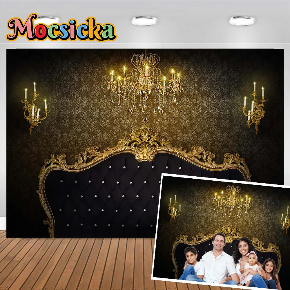 

Luxury Retro Headboard Studio Photography Background Prop Gold Light Glitter Decoration Backdrop Wallpaper Home Indoor Photozone