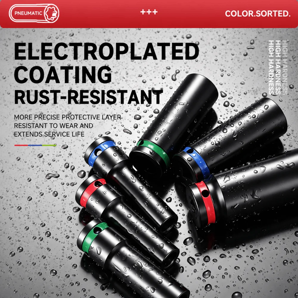 Thickened Extended Body Impact Socket Inner Recessed Hexagon Color Coated Surface Hex Socket Pneumatic Matching Type