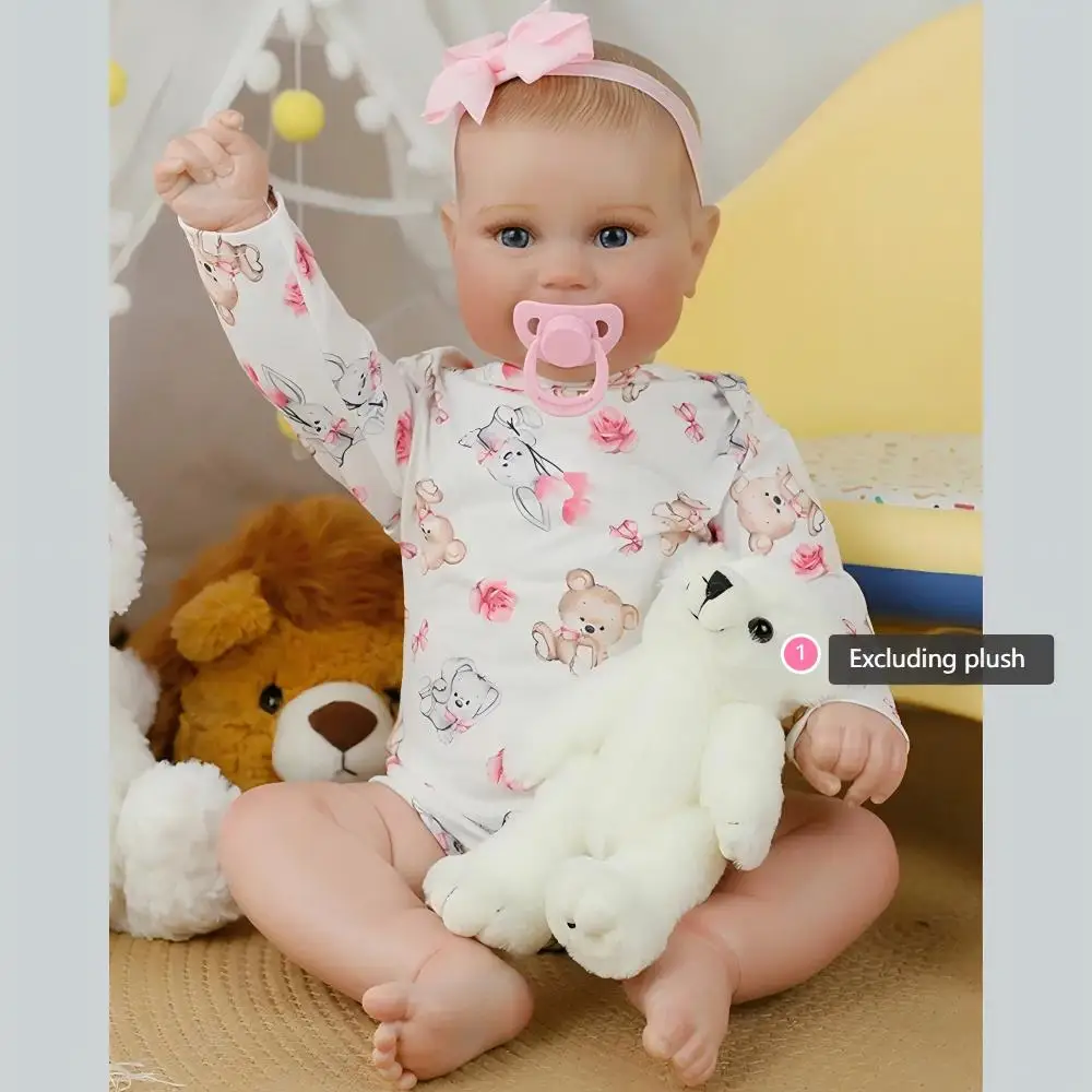 50CM Silicone Reborn Baby Doll Maddie Newborn Girl Baby Lifelike Real Soft Touch with Hand-Draw Hair Toddler Doll for Kids Gifts