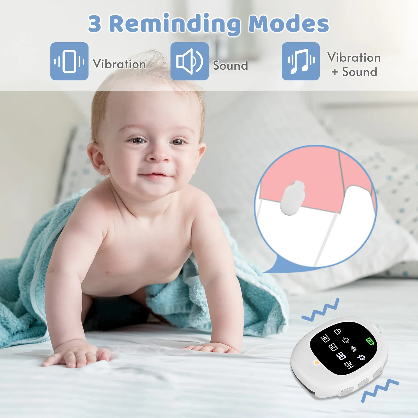 Wireless Bedwetting Alarm Potty Training Watch with Wristband 40M Effective Range Reminding Timer  for Kids Elder Care