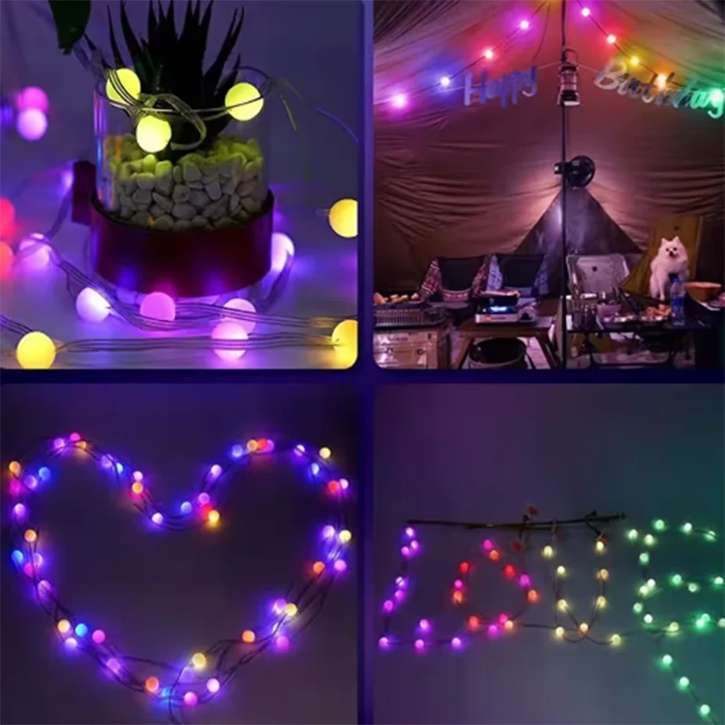 Smart Globe String Lights 5/10M RGB Color Changing LED String Fairy Lights App & Remote Control for Garden Party Christmas Decor