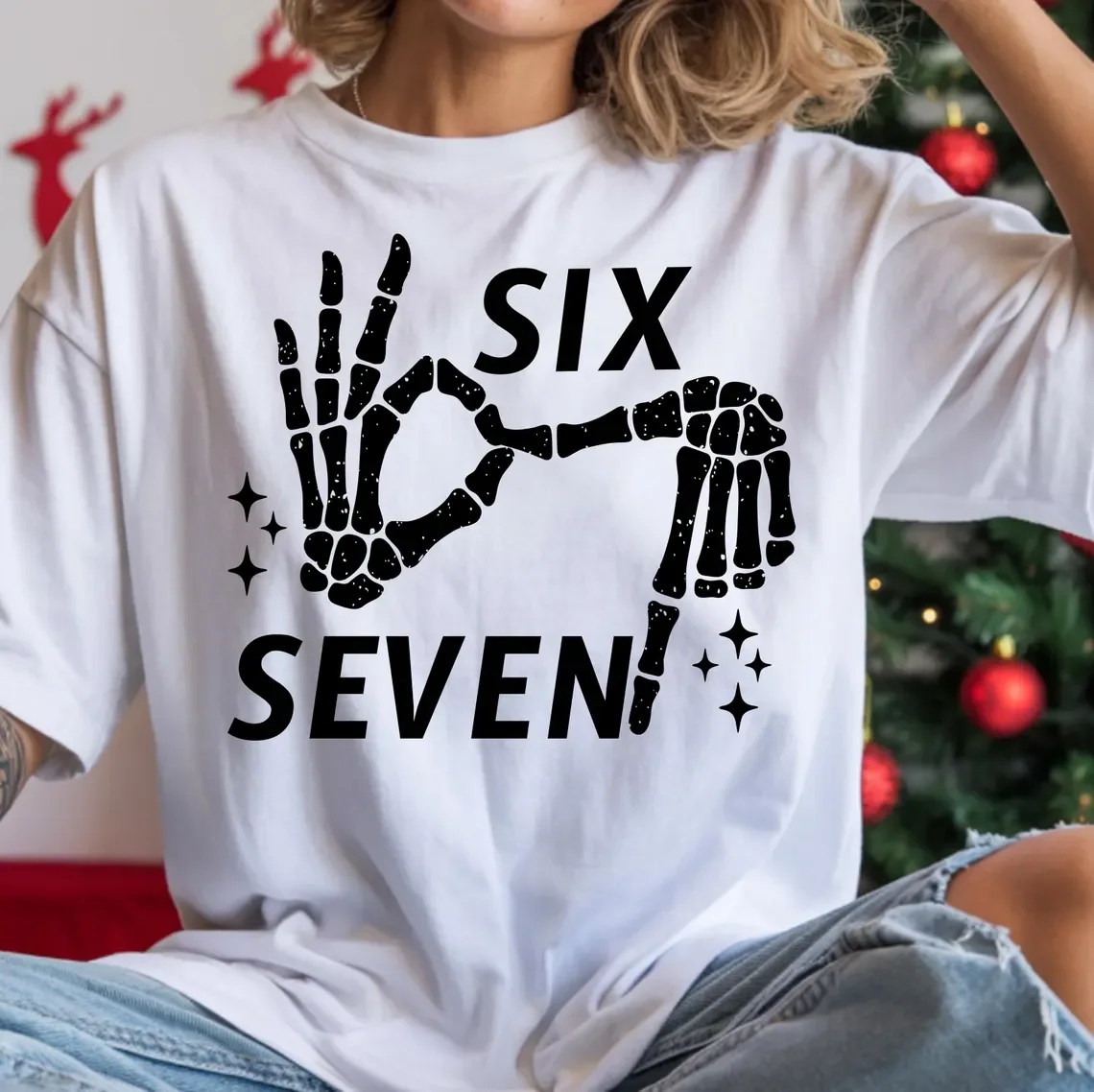 

Футболки с забавными скелетонизированными руками Six Seven 6, 7, мужская и женская одежда, футболки Harajuku Y2k, трендовая винтажная футболка с коротким рукавом