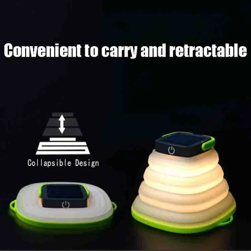 IP68 Portable Lantern Collapsible Camping Light Solar Tent Lighting Outdoor USB Rechargeable Light Waterproof LED Fishing Lamp