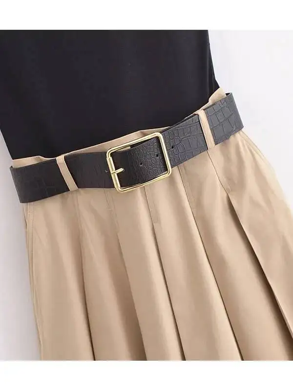 2025 mulher vestidos cinto plissado midi vestido feminino sem mangas vestido de verão mulher vestidos de festa de malha para mulher vestido de verão gzu0