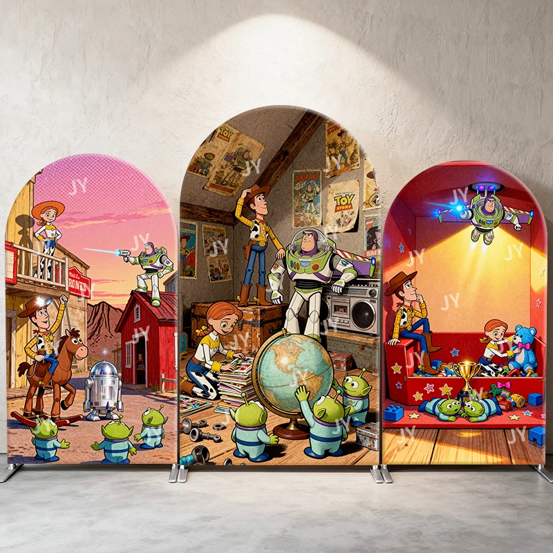 

Toy Story Arch Backdrop Cover Western Room Prize Box Scene Kids Birthday Baby Shower Photo Booth Decor Background
