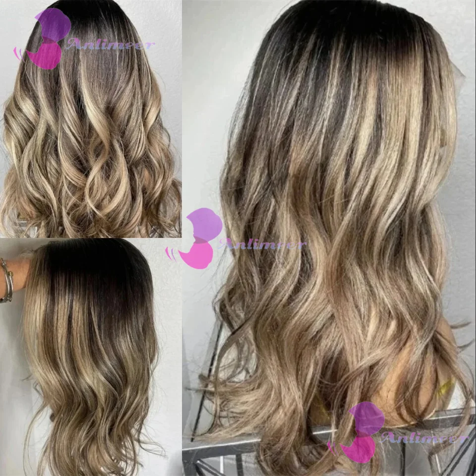 Glueless Brown Blonde Human Hair #4/27 Highlight Body Wavy Brazilian 5x5 Silk Top Closure Wigs Pre Plucked 360/13x6 Lace Wigs