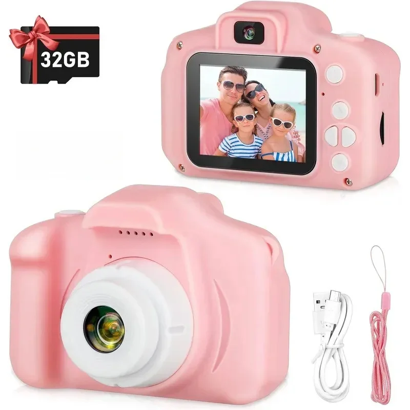 كاميرا سيلفي رقمية صغيرة للأطفال ، X2 ، ألعاب تعليمية للأطفال ، كاميرا فيديو عالية الدقة ، تصوير كرتون خارجي ، هدايا عيد الميلاد ، 32 جرام