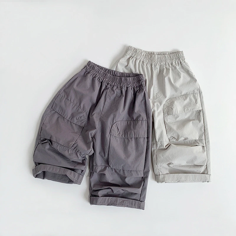 2023 sommer Neue Kinder Jungen Cargo Hosen Große Tasche Kinder Casual Hosen Baby Mädchen Lose Hosen Baumwolle Kleinkind Kleidung