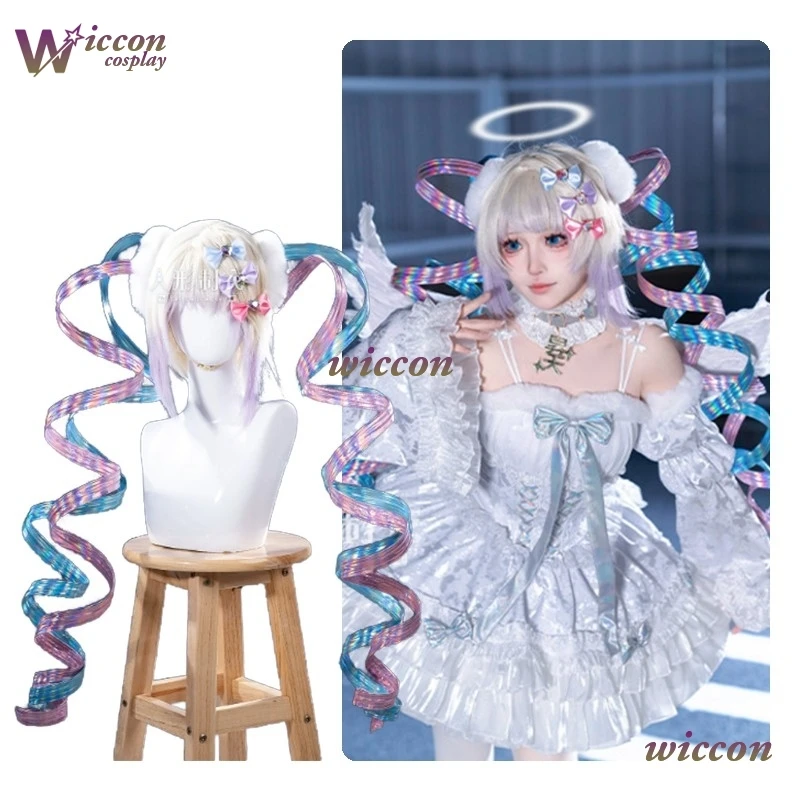 Ame Angle Cosplay Anime NEEDY GIRL OVERDOSE KAngel Cosplay Wig Rain Halo Streamer Overload Women Laser Ribbon Ponytail view 3