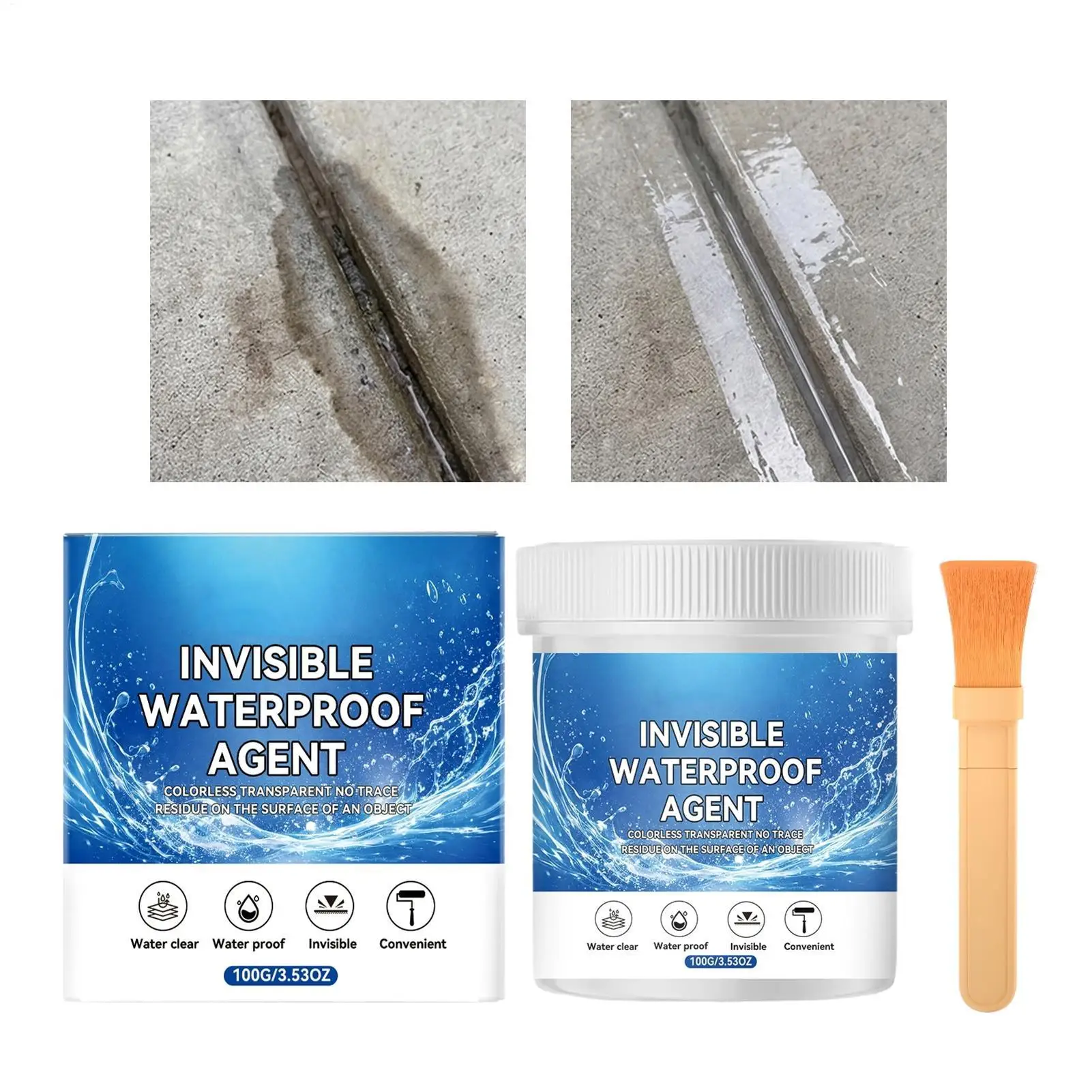 100g Transparent Waterproof Sealant High Temp-resistant Gel Waterproof Coating For Concrete Wood Floor Wall Roof Shower Grout