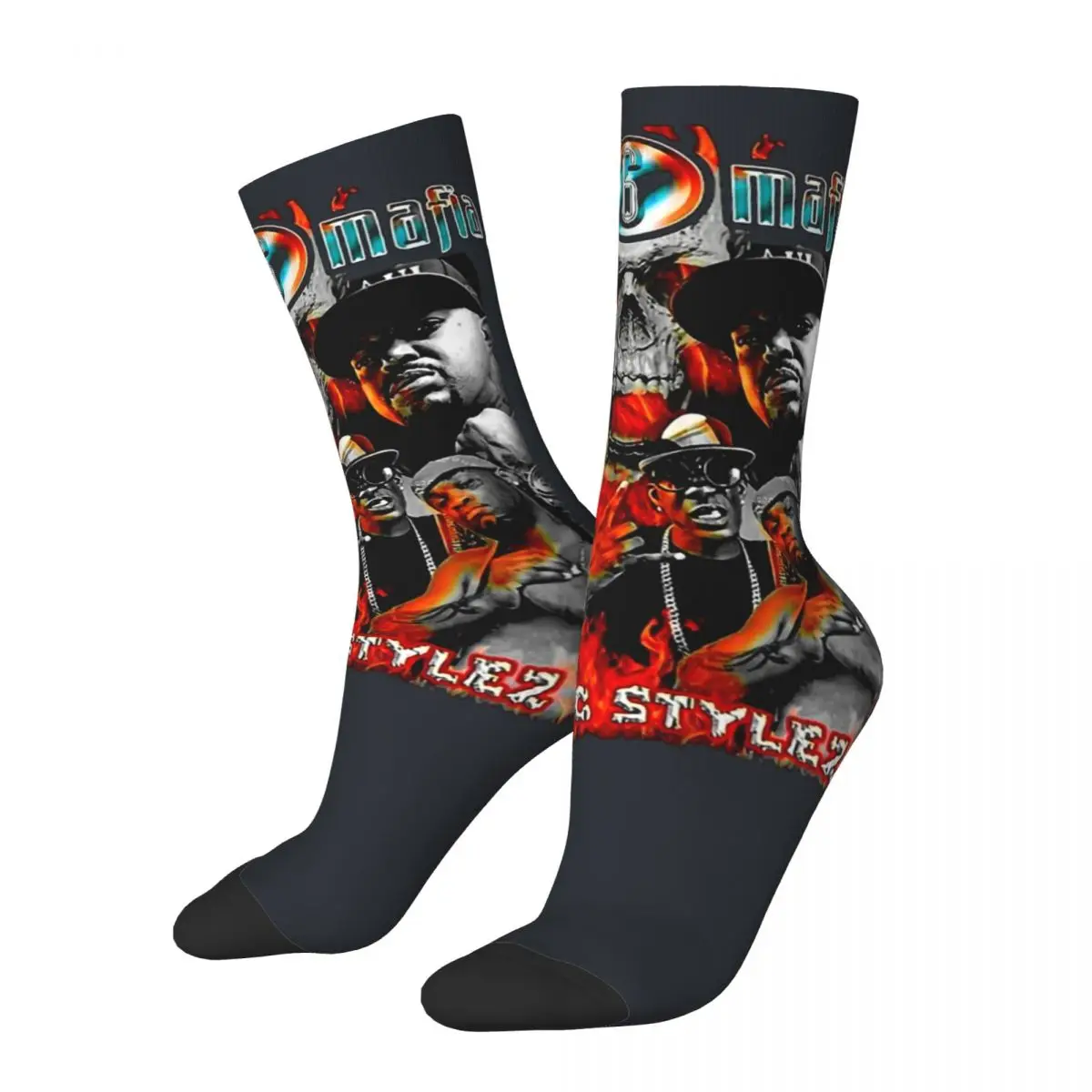 Crazy compression Three 6 M-Mafia 666 Inspired Classic Sock for Men Vintage hip hop halloween5 Quality Pattern Crew Sock Casual