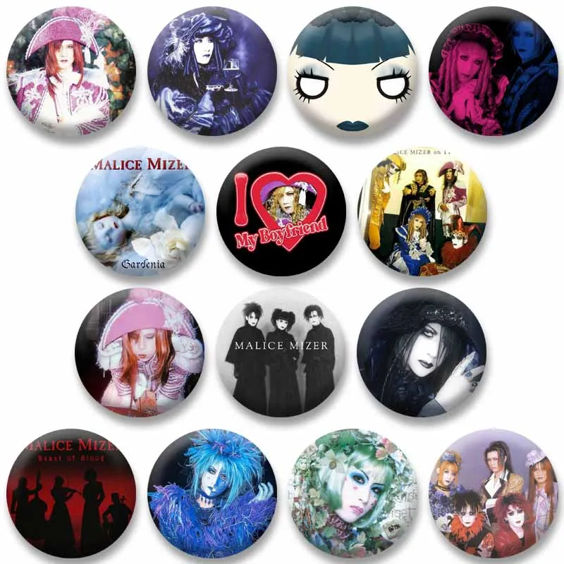 Retro Band Malice Mizer Visual Kei Rock Badge Custom Round Lapel Brooches on Backpack Clothes Handmade Enamel Pins Jewelry Gifts