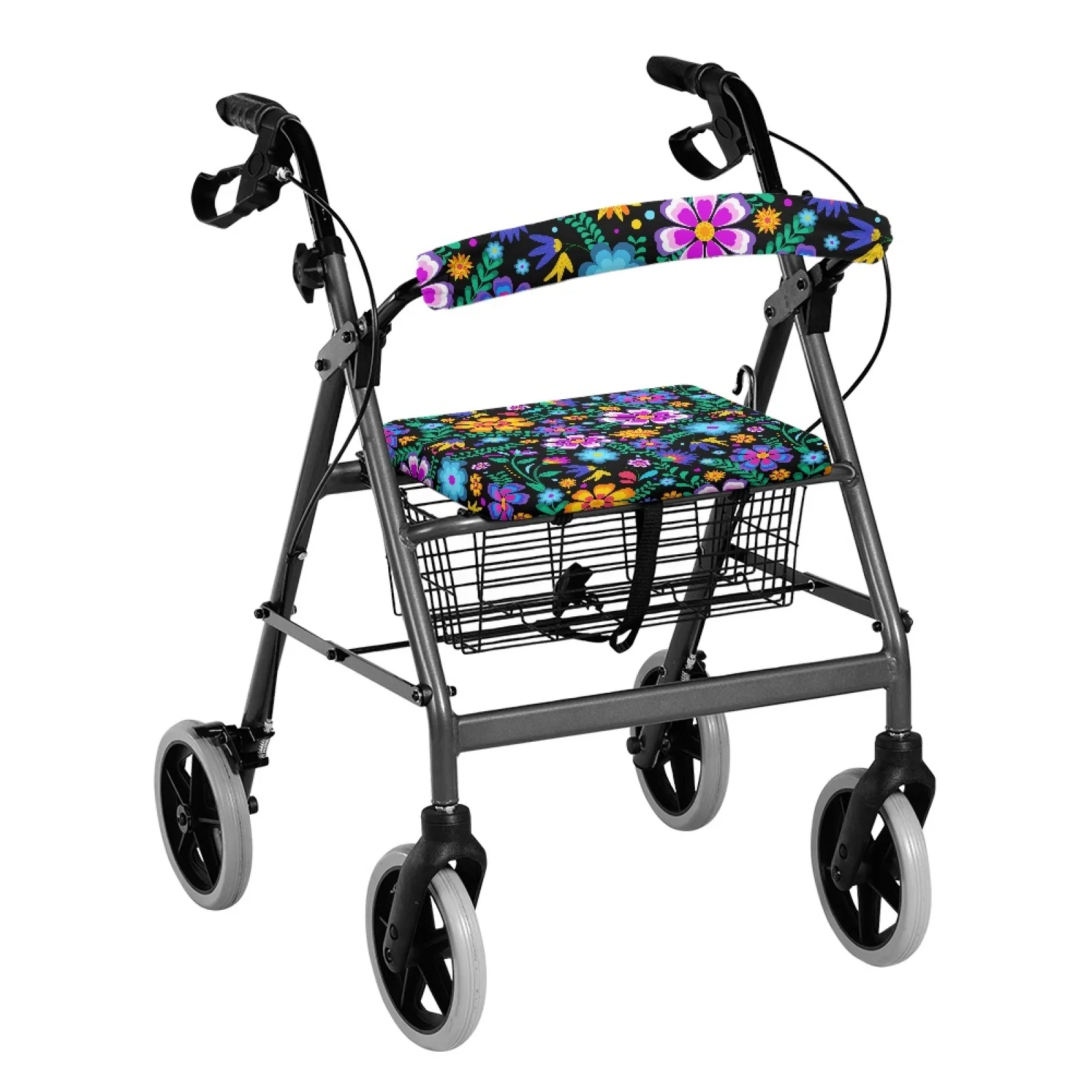 Coloranimal Floral Print Set of 2 Rollator Walker Seat Cushion Cover Polyester Rollator Seat Cover for Senior Ladies