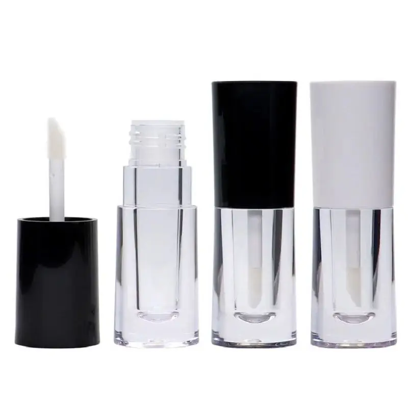 

10pcs Round Lip Gloss Containers White Black Lid Lipgloss Tubes Cosmetic Packaging 4.5ml Empty Lip Glaze Refillable Bottles