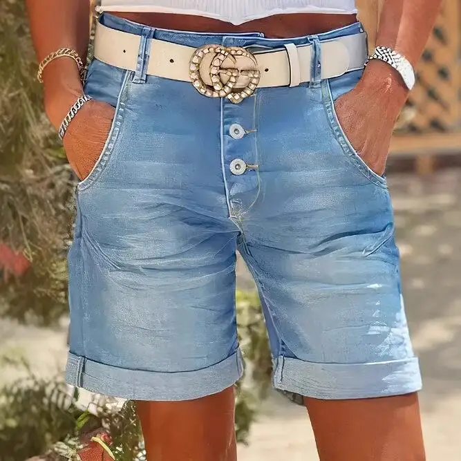

Джинсовые шорты для женщин, стильные женские джинсовые шорты, коллекция, пляжные шорты-бермуды с высокой талией, эластичные джинсовые модные шорты для женщин