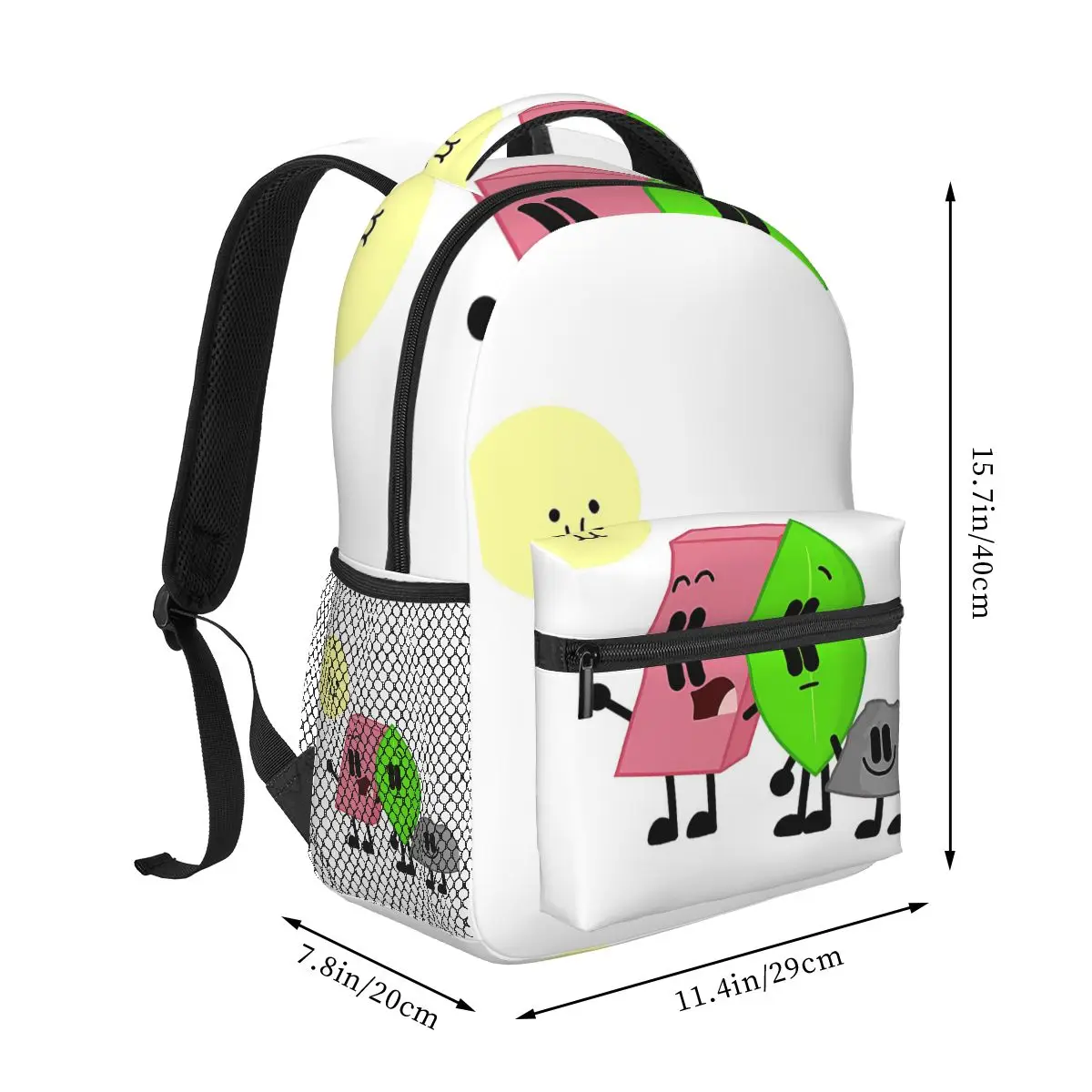 BFDI Inanimate Insanity All Characters Student Backpack School Bag Hiking Daypack for Boys Girls Fashion Bookbag Shoulder Bags