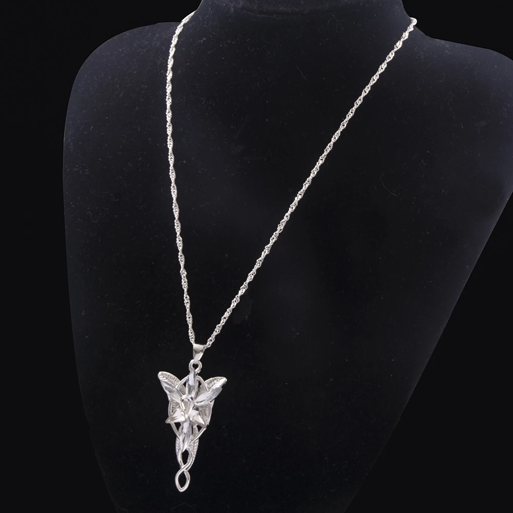 The Lord of the Rings Necklace Elf Princess Arwen Twilight Star Crystal Pendant Necklaces for Women Choker Jewelry Gift