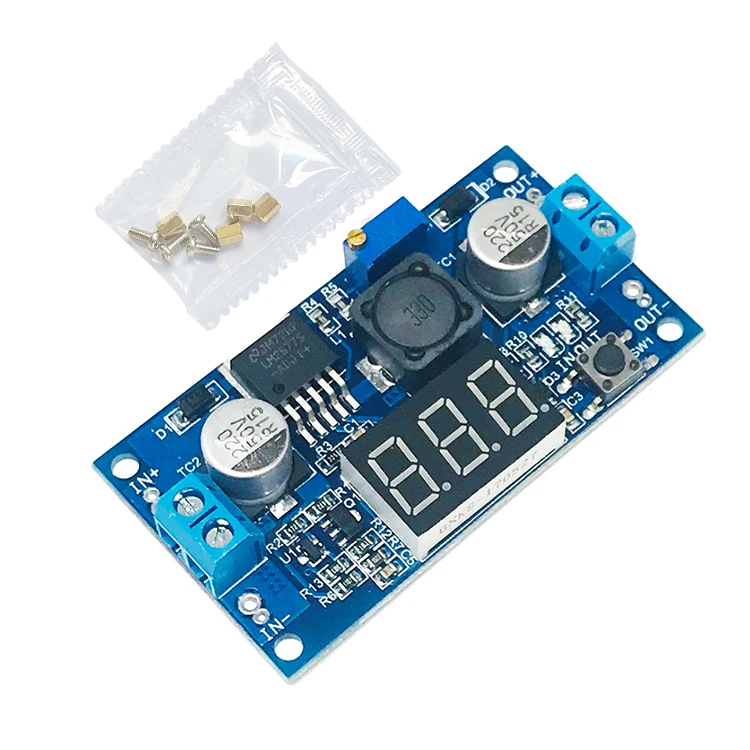 DC-DC boost module digital voltmeter display lm2577 digital display boost 3A output module