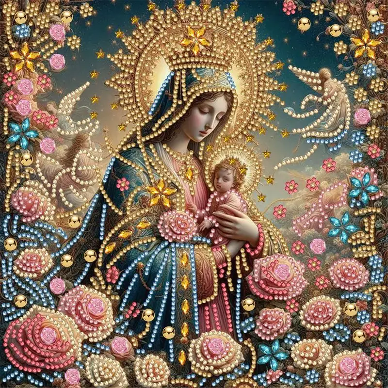 

CHENISTORY 30*30cm 5D DIY The Virgin Mary Decoration Partial Special Shaped Drill Diamond Painting Kit Home Wall Decor