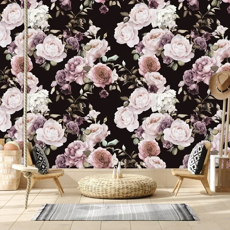 15+ waterdichte botanische bloemenroos Peel n Stick optioneel behang voor woonkamerdecoratie muurkunstpapier woondecoratie muurschildering
