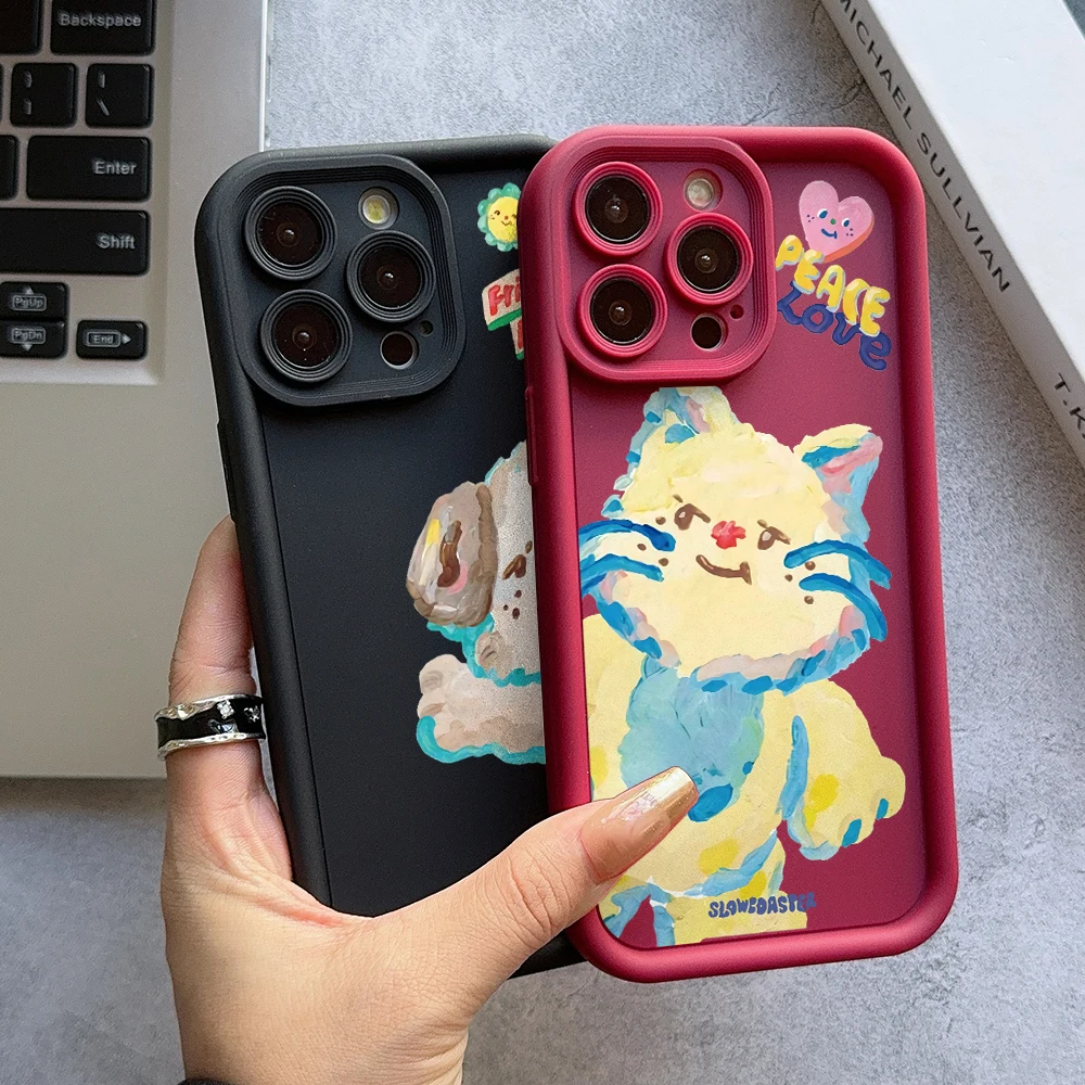 

Slowcoaster Cat Dog Phone Case for Samsung Galaxy A73 A71 A55 A54 A53 A52 A51 A34 A33 A32 A23 A14 A13 A12 4G 5G Ladder Cover