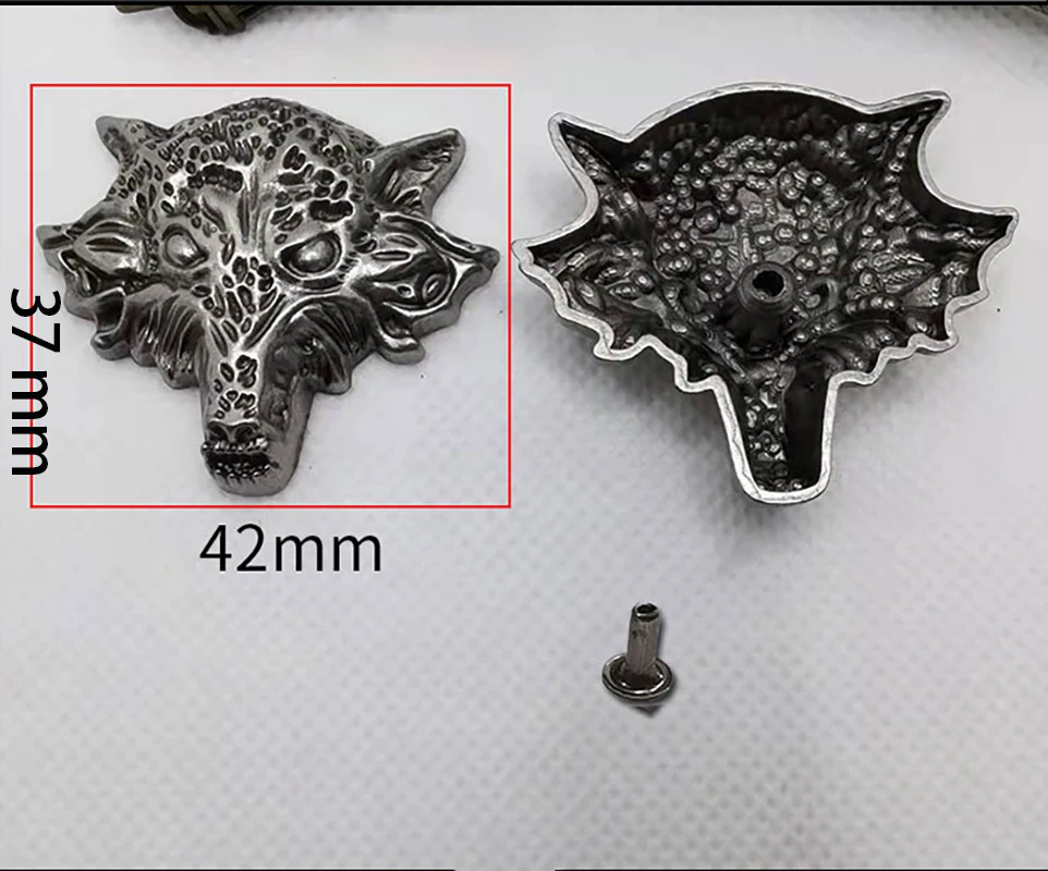 5 pezzi testa di lupo rivetti borchie punta retrò conchos rivetto in metallo puntina borsa artigianale in pelle cintura vestiti decorazione