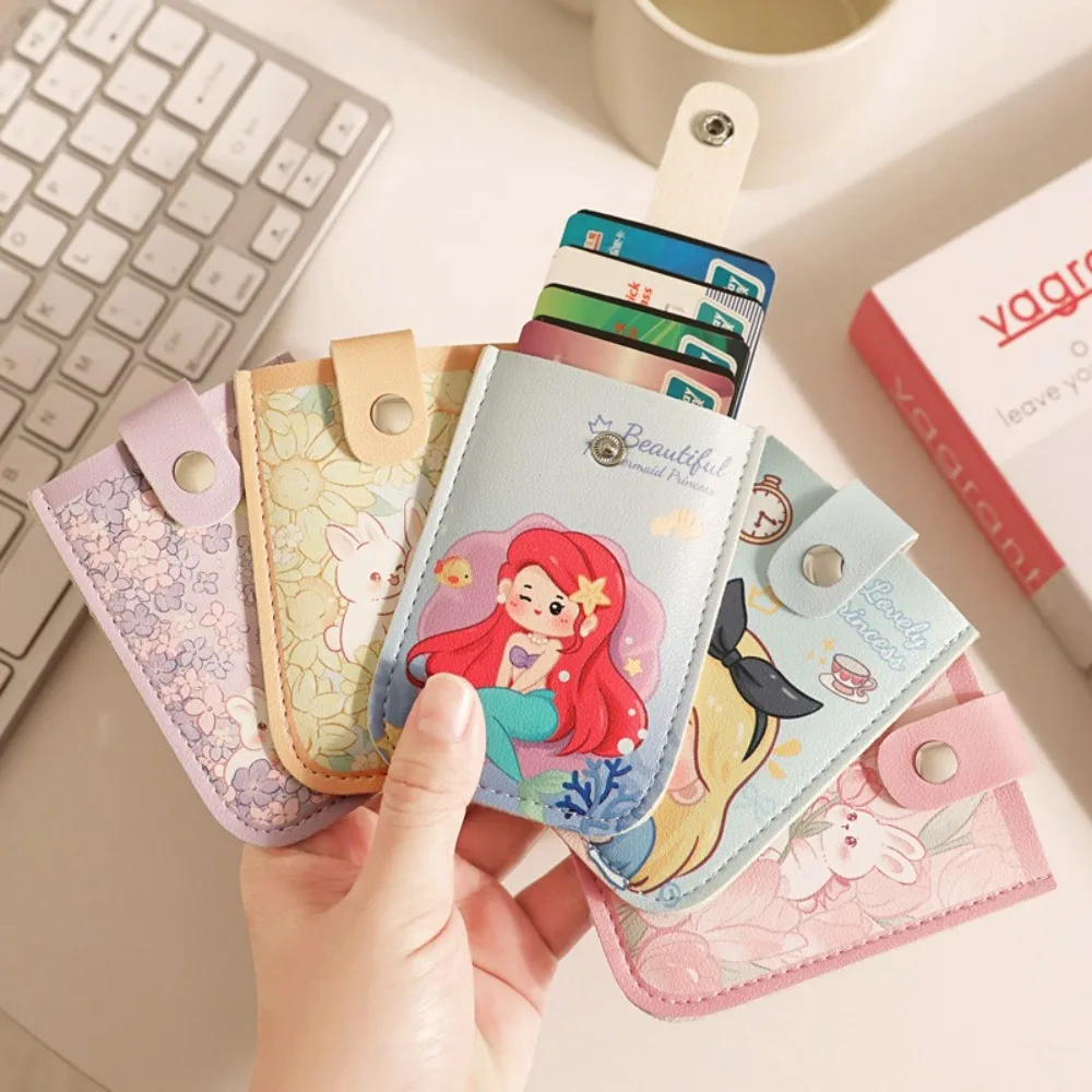 

Pull-out Type Mini Card Wallet 5 Card Pockets Waterproof Business Card Case Lightweight Laminated Concealed ID Card Holder Women
