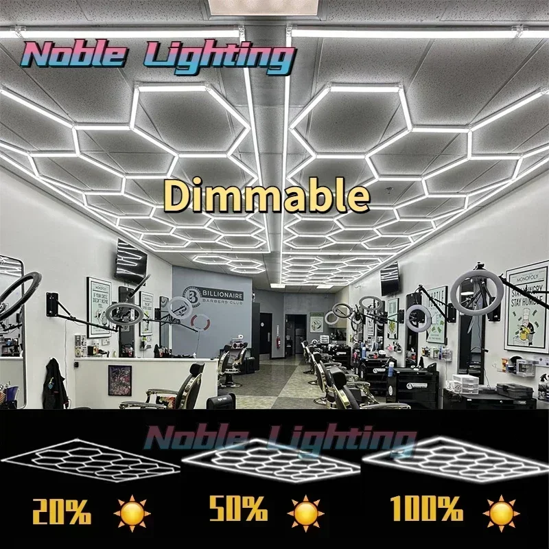 Garage Lamp Dimmable Cutomized Honeycomb LED Car Detailing Barber Ceiling Light Hexagon Garage Light for 4S Showroom Customized