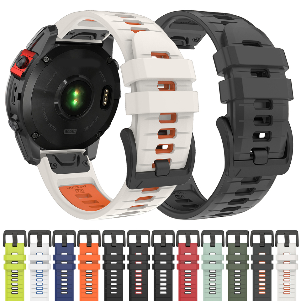 QuickFit 26mm 22mm Two Tone Silicone Strap For Garmin Fenix E 8 7X 7 6 6X/Epix Pro Gen 2 51mm 47mm/Tactix Watch Band Accessories