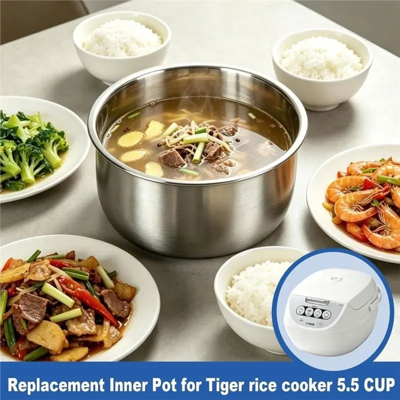 ●For Tiger JBV-A10U Replacement Cooker Inner Pot,5.5 Cup 304(18/8) Stainless Steel,Durable Warp-Resistant,Dishwasher Safe