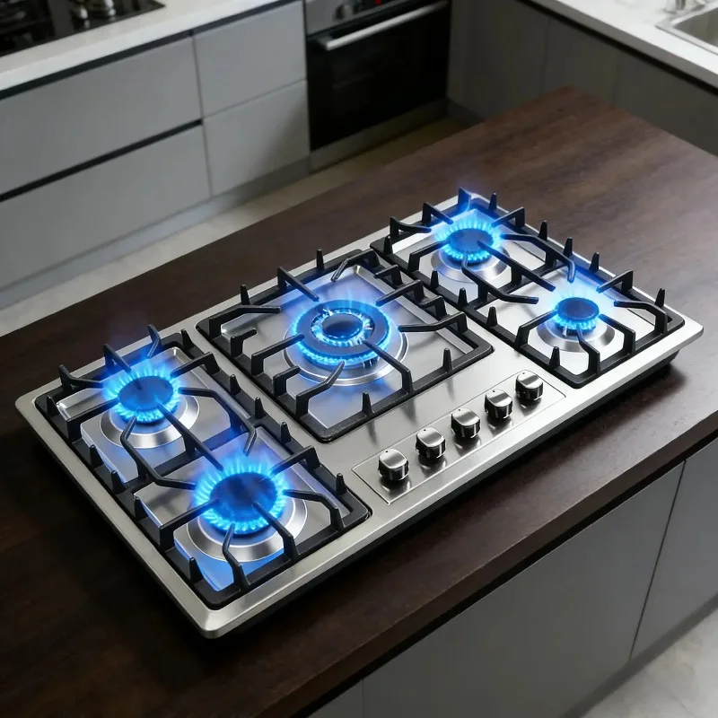 Cross-Border Selection 5-Burner Gas Stove Energy Saving Piezoelectric Ceramic Ignition Stainless Steel Multi-Cooker Global